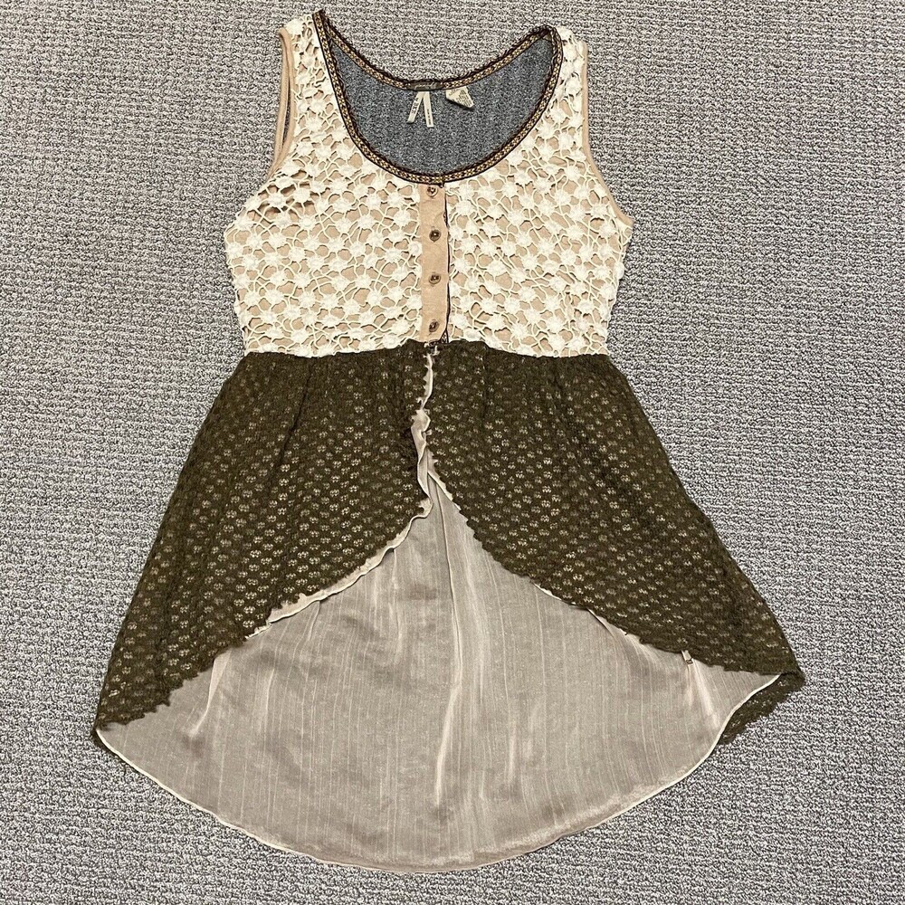 Gimmicks by BKE | Buckle Womens S knit crochet sleeveless button front top vest